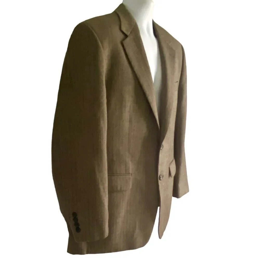 Izod Men's Brown Wool Blazer Jacket Two-Button Notch Lapel 42R